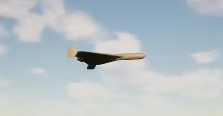 Fixed-wing UAV flying in simulated airspace in SkyDev