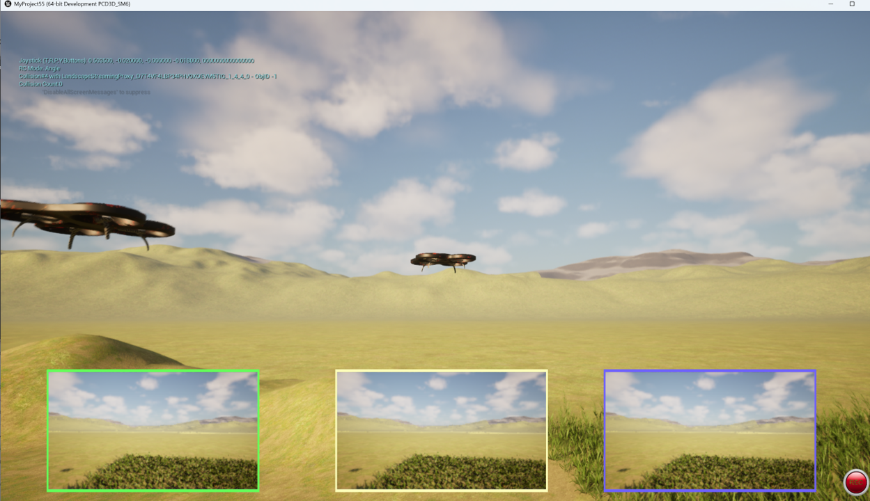 Drone swarm simulated in SkyDev